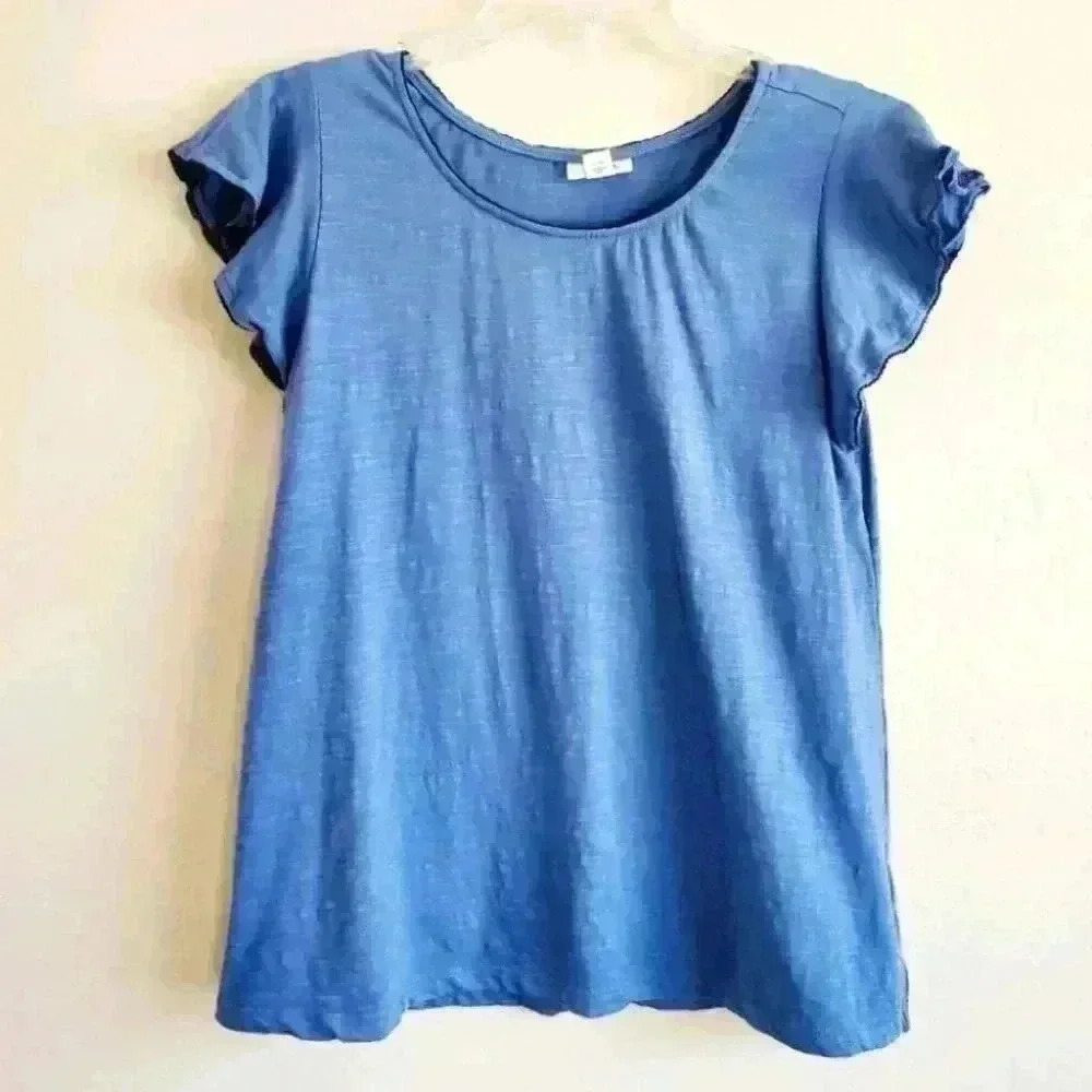 Ana a new approach blue ruffle sleeve top